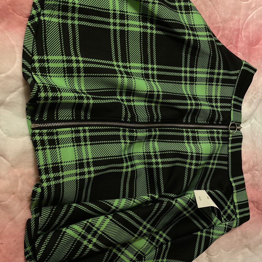 Plaid green skirt